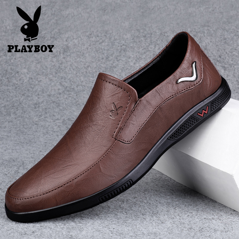 OE302: Giày nam cao cấp Playboy giày mũi tròn giày da giày lười phong cách Hàn Quốc thoải mái