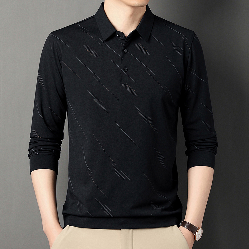 OE947: Áo thun nam trung niên xuân thu dài tay cotton