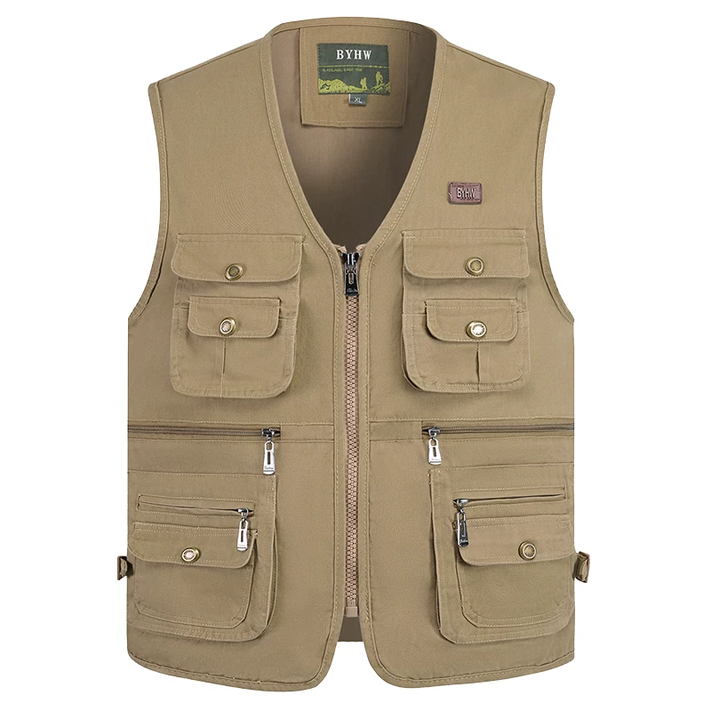 OH010: Áo khoác vest ghile nam nhiều túi bằng cotton nguyên chất