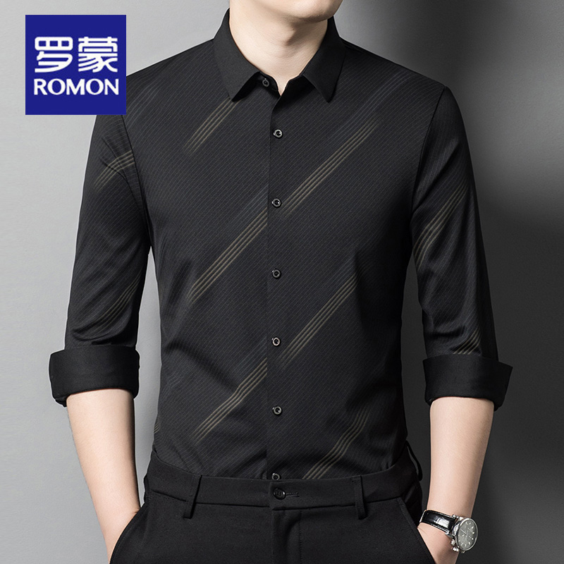 OE654: Áo sơ mi nam cao cấp lụa băng Romon dài tay cho nam cao cấp giới trung niên in họa tiế