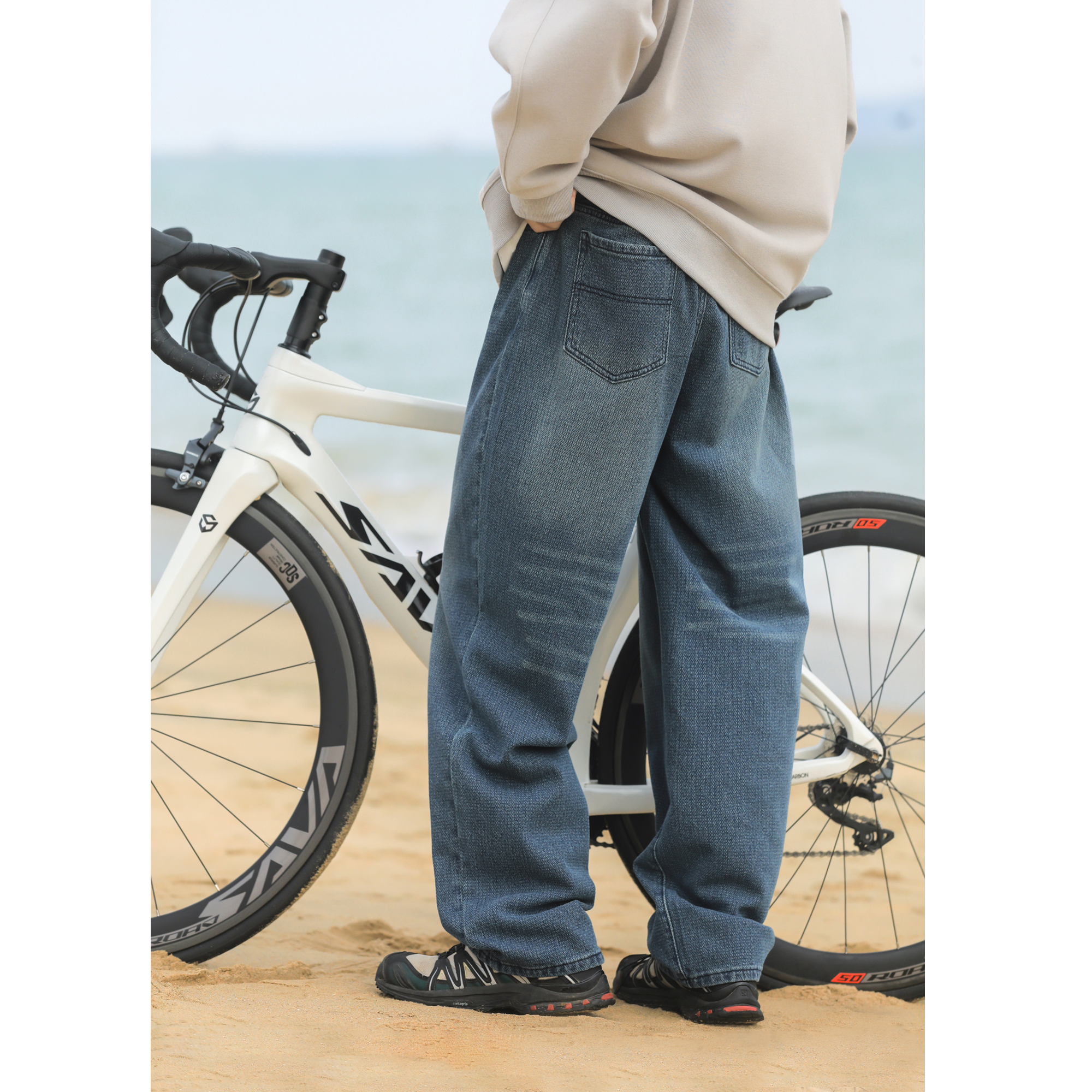 Mã C071: quần jeans nam ống rộng wash gradient cao cấp