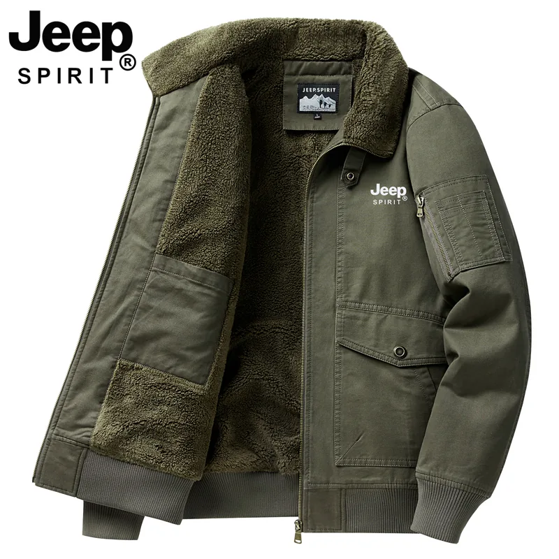 OH162: Áo khoác nam JEEP bằng len cừu, kiểu dáng mới Thu/Đông, ấm áp và chất liệu cotton