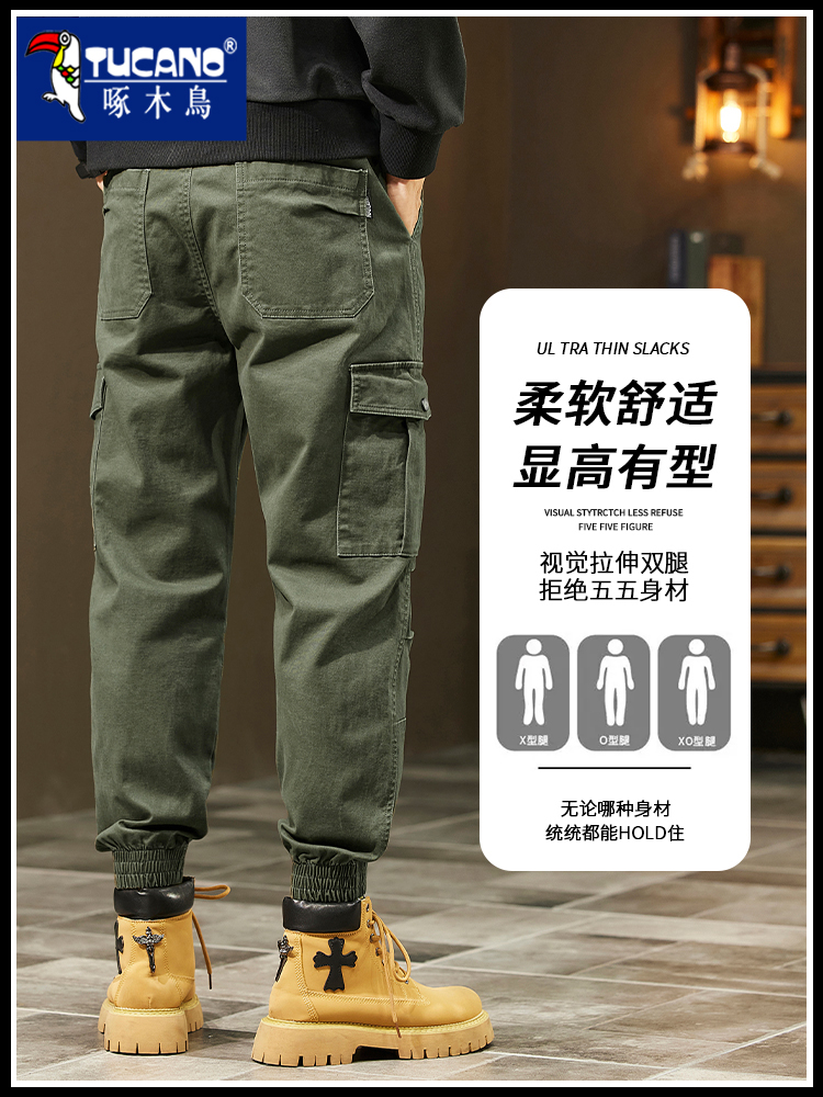 OE137: Quần jogger Woodpecker nam cao cấp phong cách Mỹ quần dài bo gấu