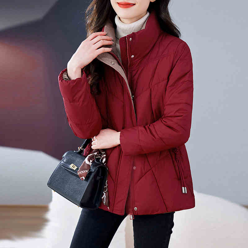 OD1059: Áo Khoác nữ Cotton trung niên Ấm Áo Bông Ngắn Cổ Áo Đứng