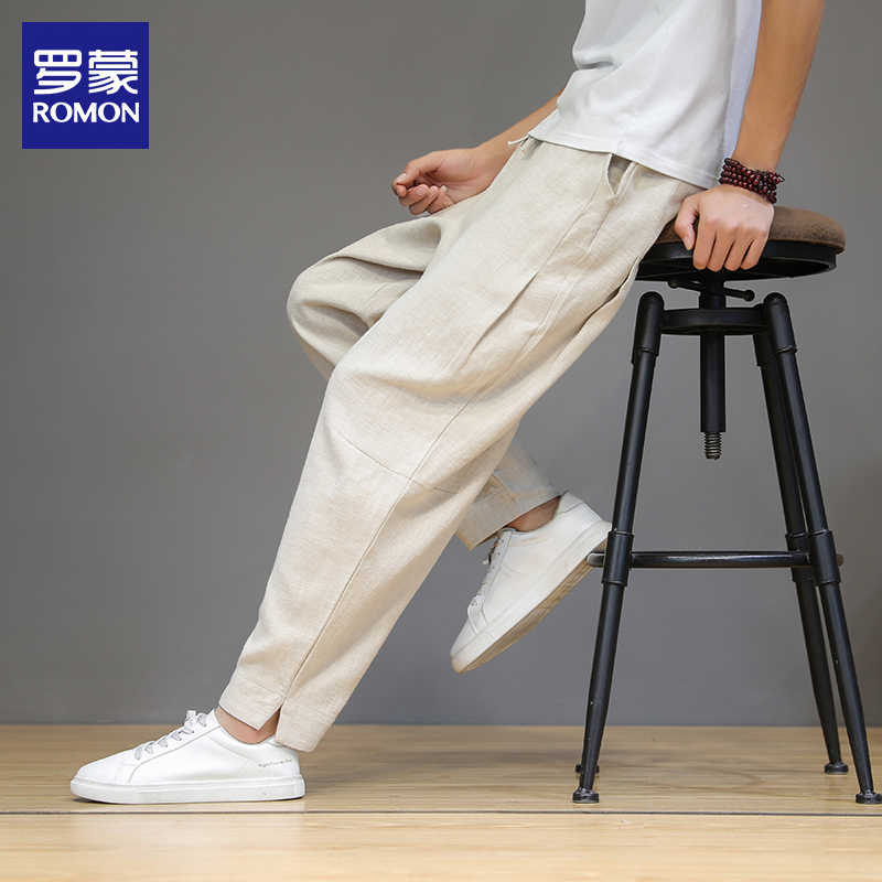 OE840: Quần vải lanh Romon thường ngày cho nam