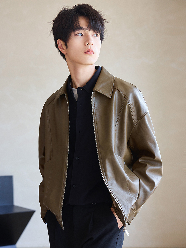 OE945: Áo khoác da PU mềm mại nam cao cấp