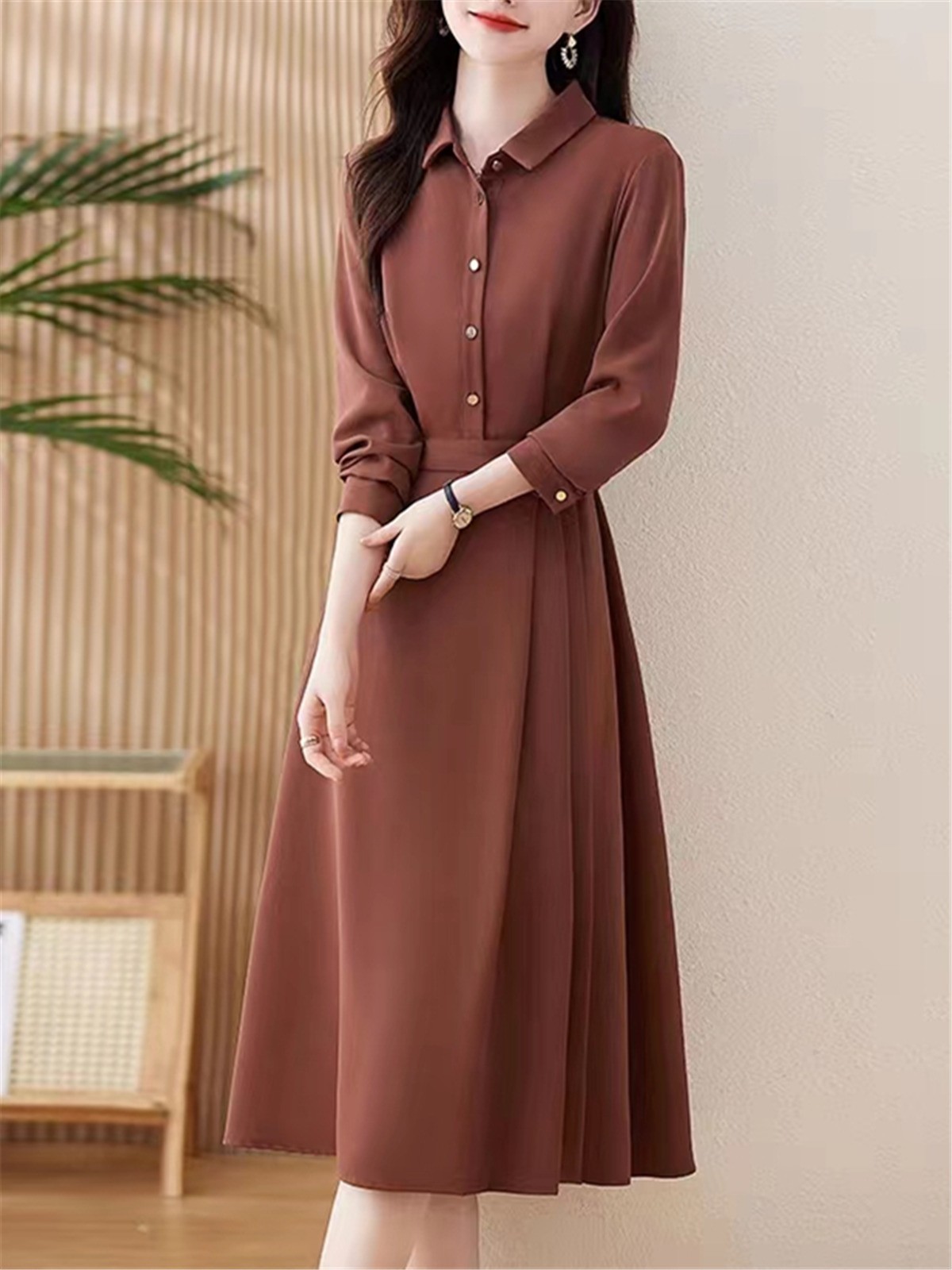 OD618: Váy sơ mi dài tay công sở trung niên