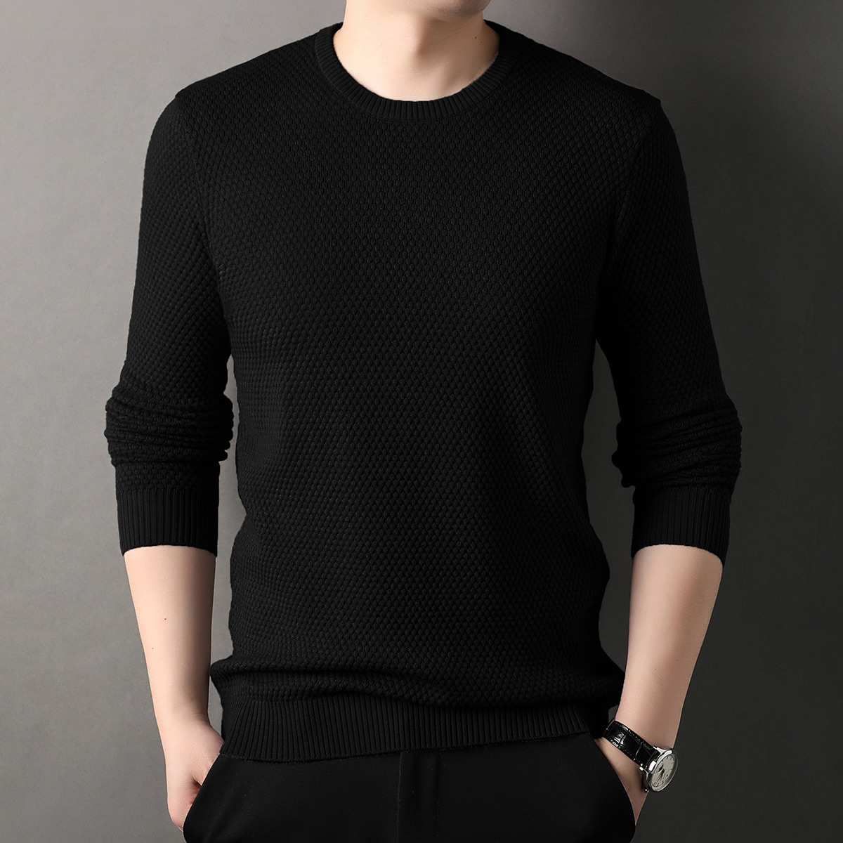 OD320: áo len nam dứa jacquard len dệt kim