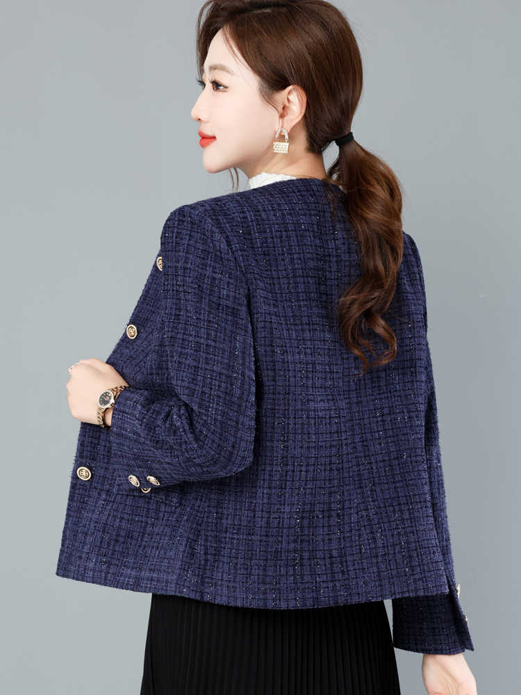 OC479: Áo khoác ngắn thiết kế nữ trung niên mùa xuân cardigan cổ tròn