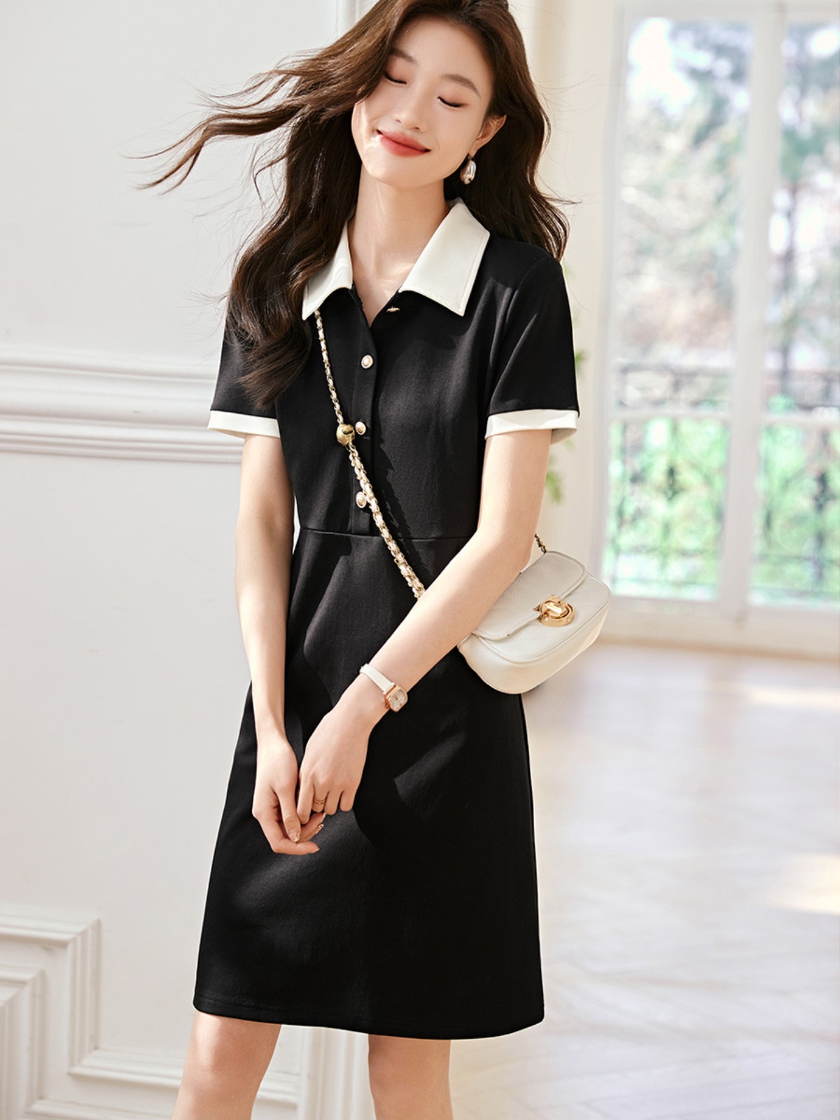 OD092: đầm suồng có cổ cao cấp