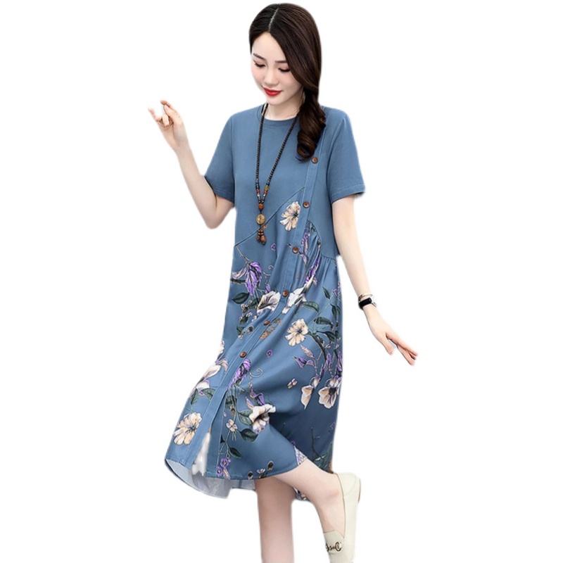 OD744: đầm trung niên dáng suông có size lớn dáng dài kiểu hàn quốc