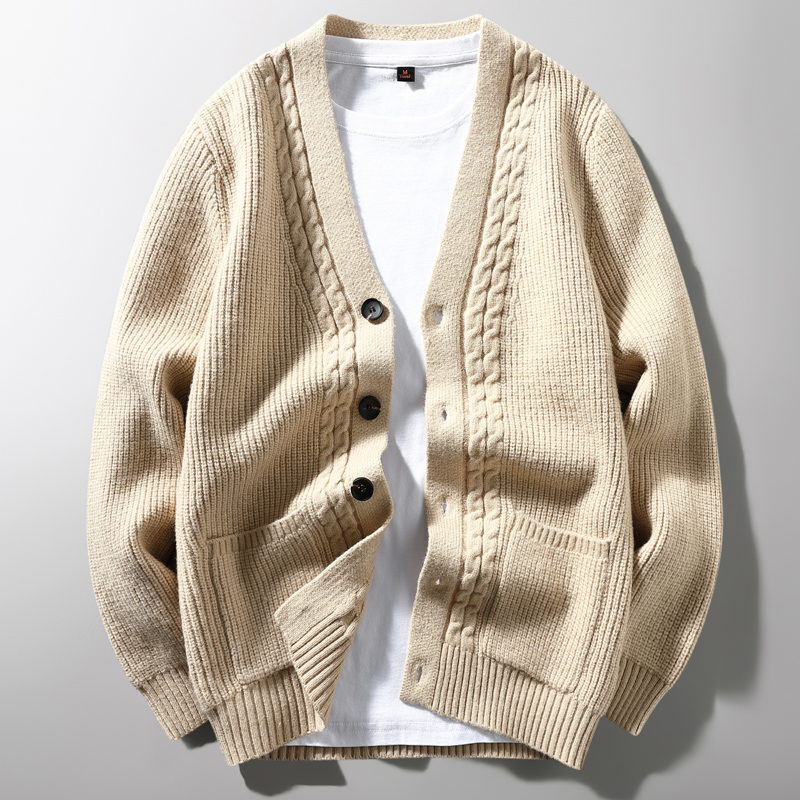Mã B255: Áo len cardigan nam cổ chữ V phong cách Hàn Quốc