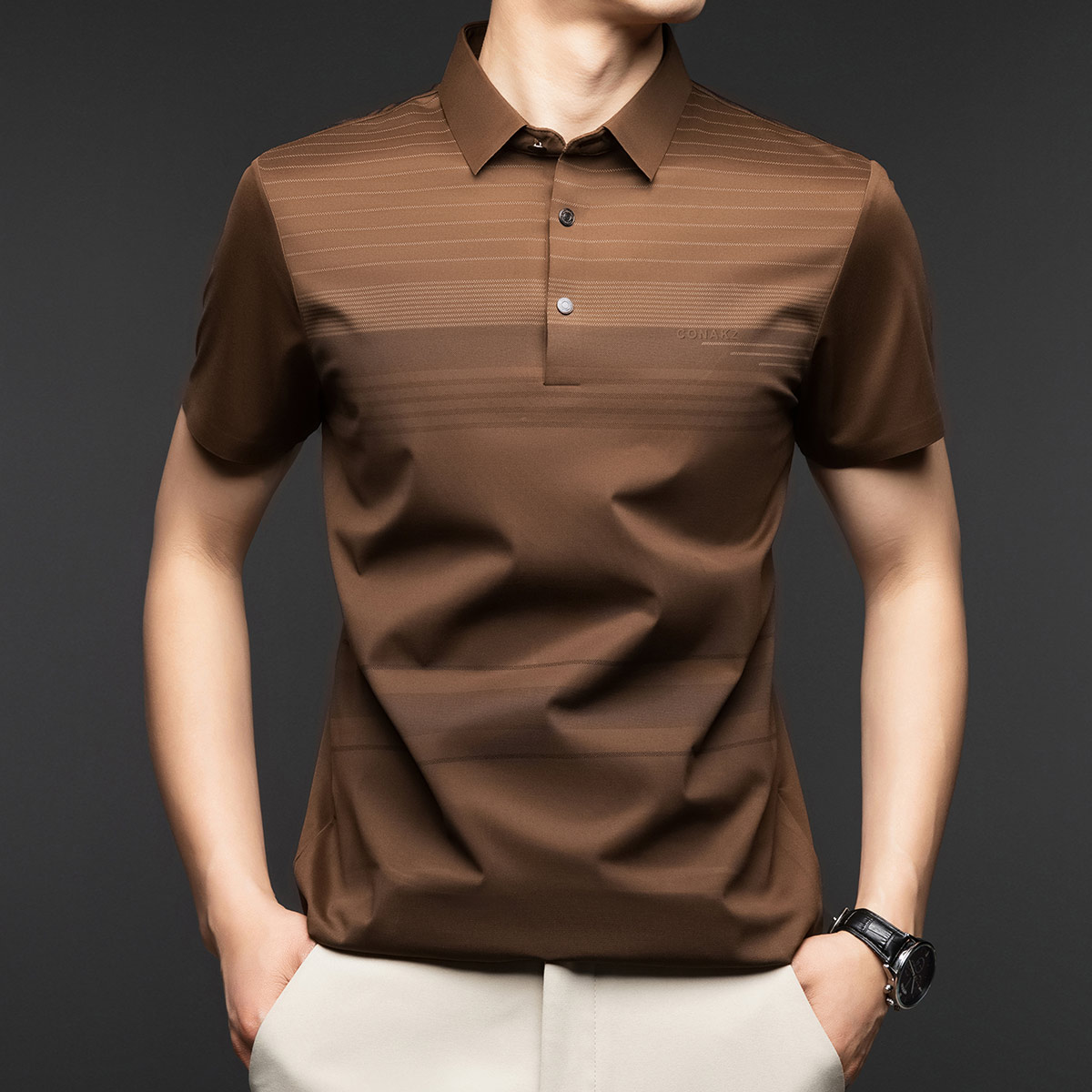 OE245: Áo thun polo nam cao cấp atn tay ngắn lụa tơ tằm atn