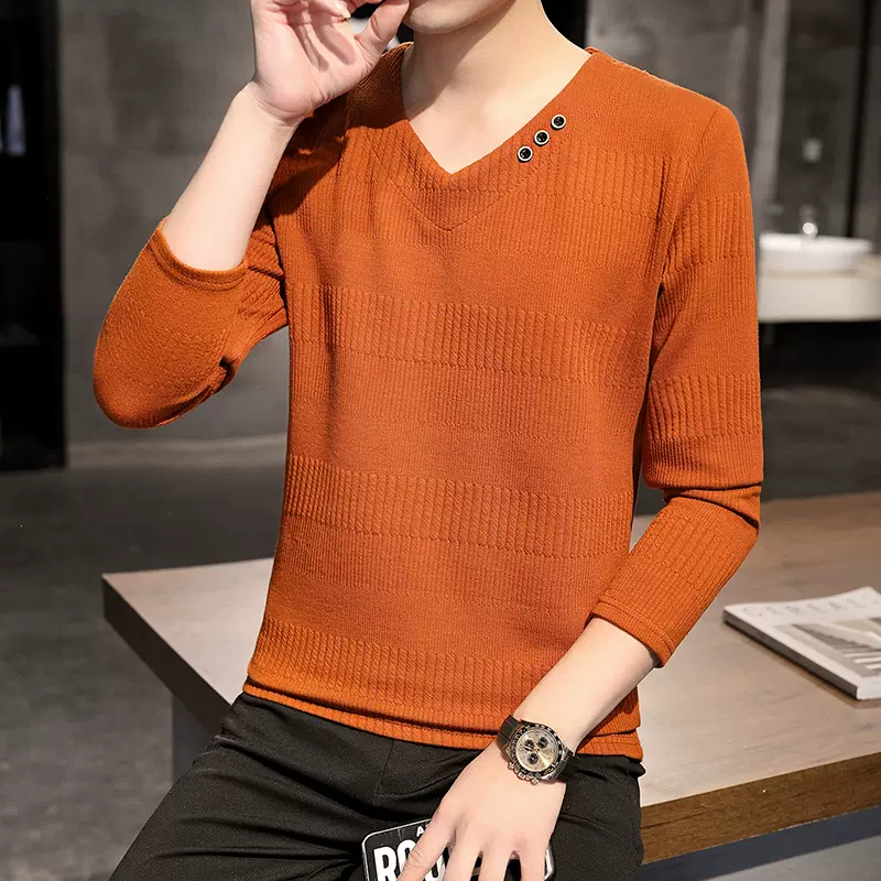Mã A602: Áo thun dài tay cổ chữ V nam