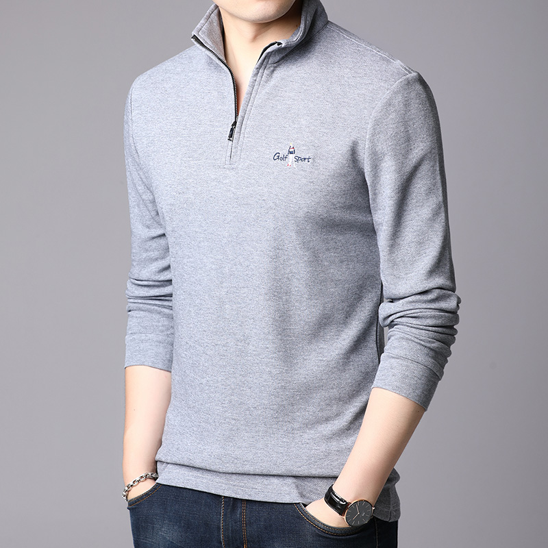 OD315: Áo sơ mi nam polo dài tay áo thun xuân thu cổ đứng