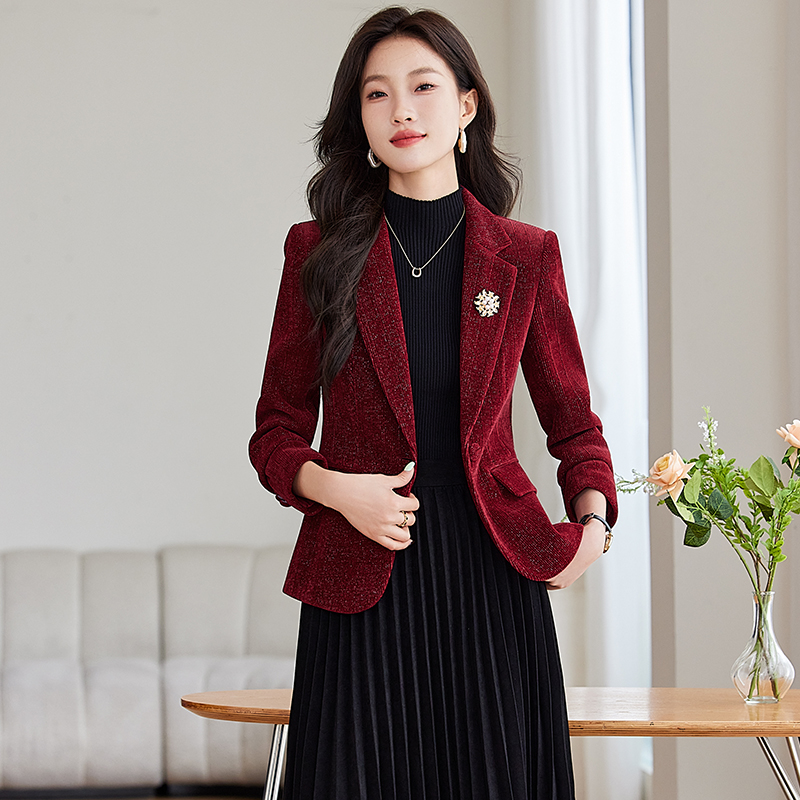 OE418: Áo khoác nữ vest đỏ rượu vang thời trang cao cấp cho nữ