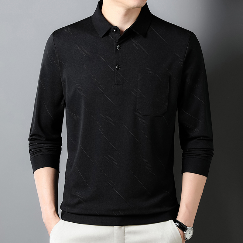 OE947: Áo thun nam trung niên xuân thu dài tay cotton