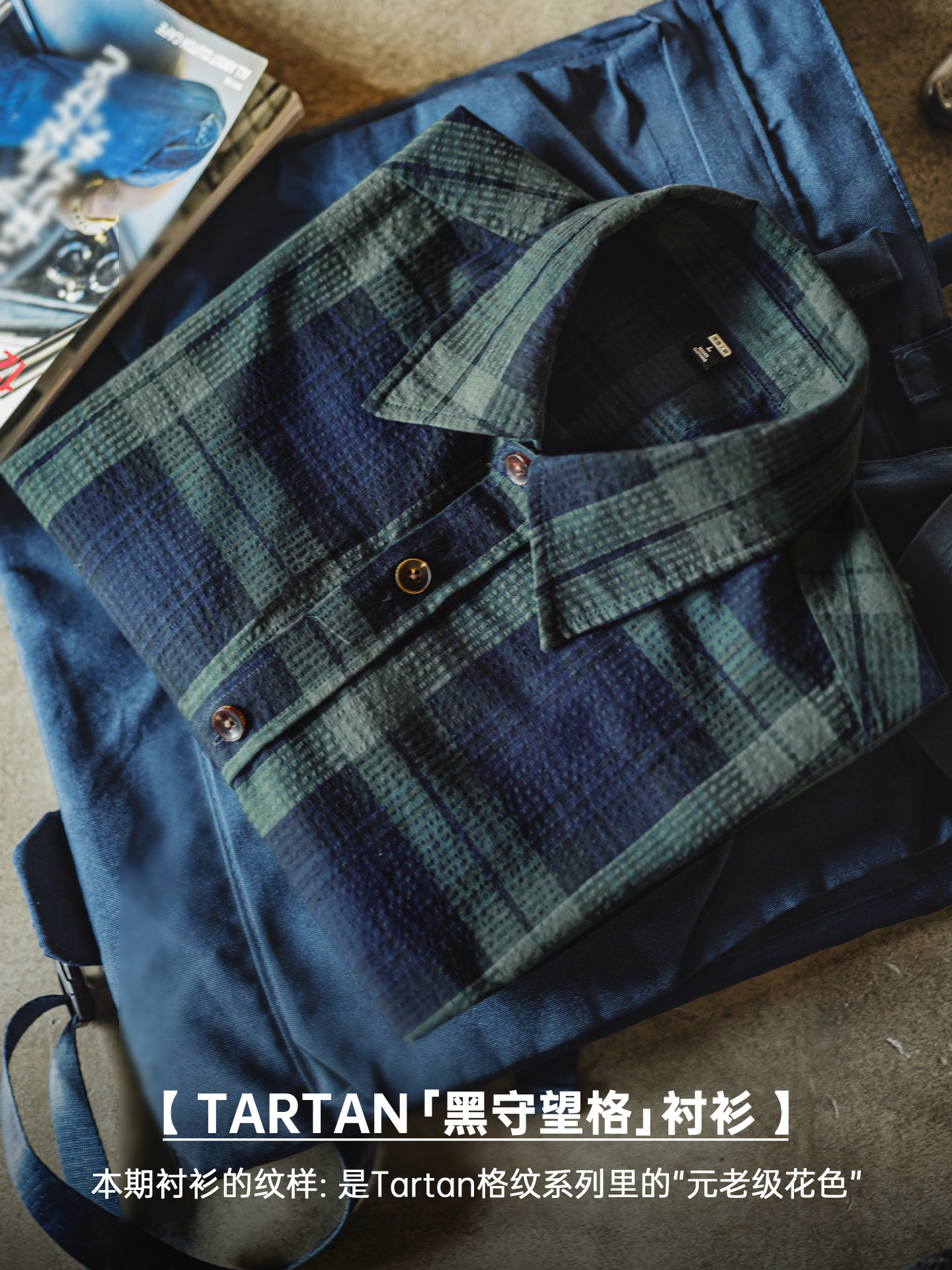 OH086: Áo sơ mi dài tay mỏng, chất liệu cotton nguyên chất, họa tiết kẻ caro xanh lục kiểu Mỹ Madden