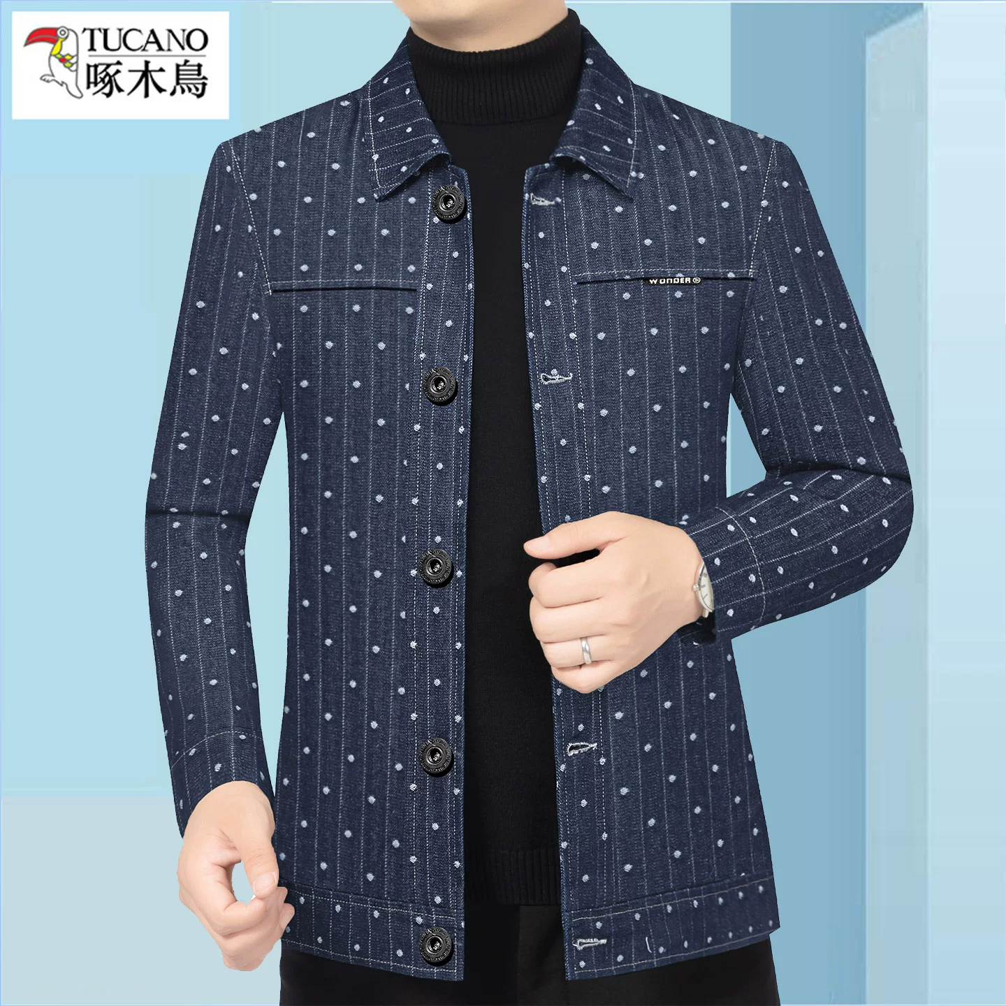 OH116: Áo khoác denim nam cao cấp Woodpecker