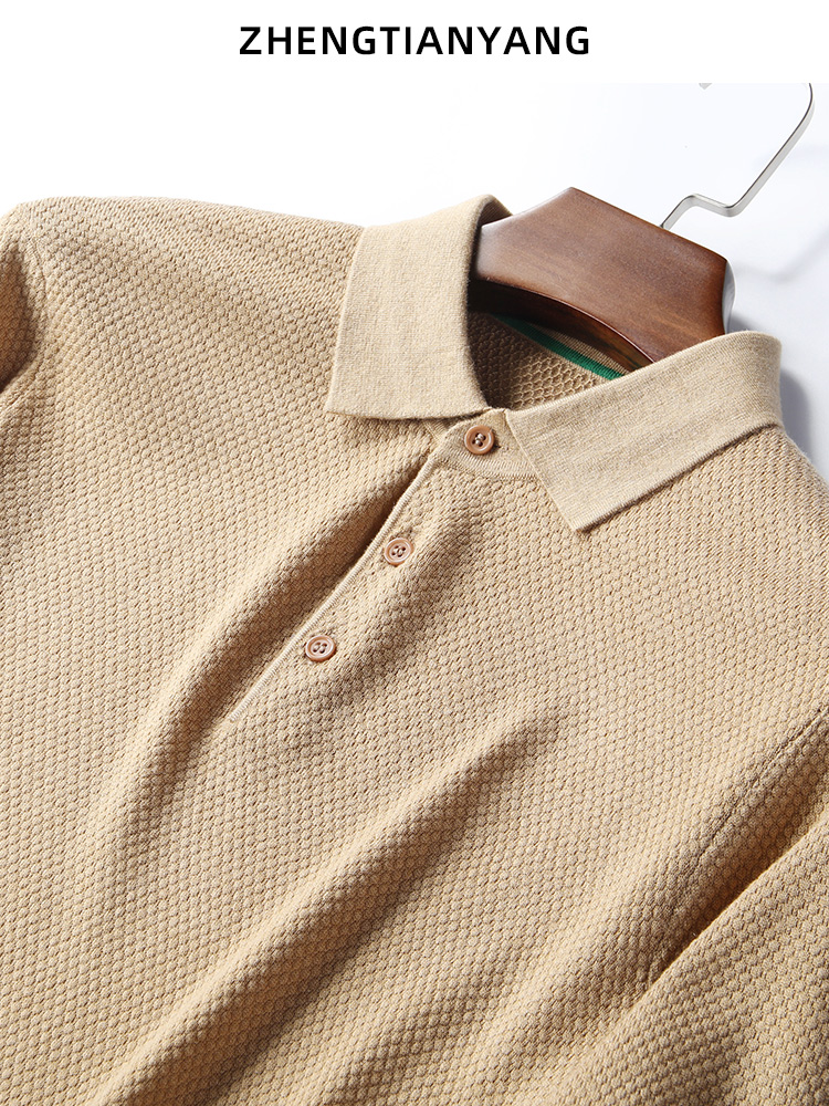 OD351: áo thun len nam cổ polo cao cấp dâu lụa dài tay atn