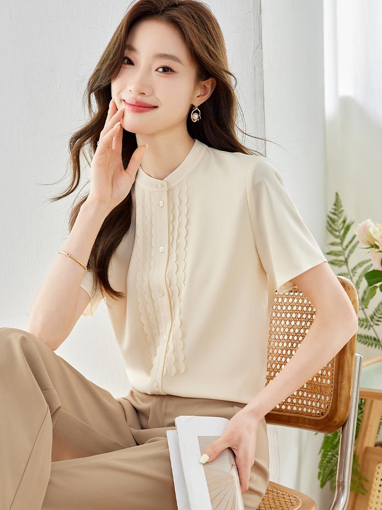 OE392: áo sơ mi nữ mới mùa hè đi làm khí chất sang trọng