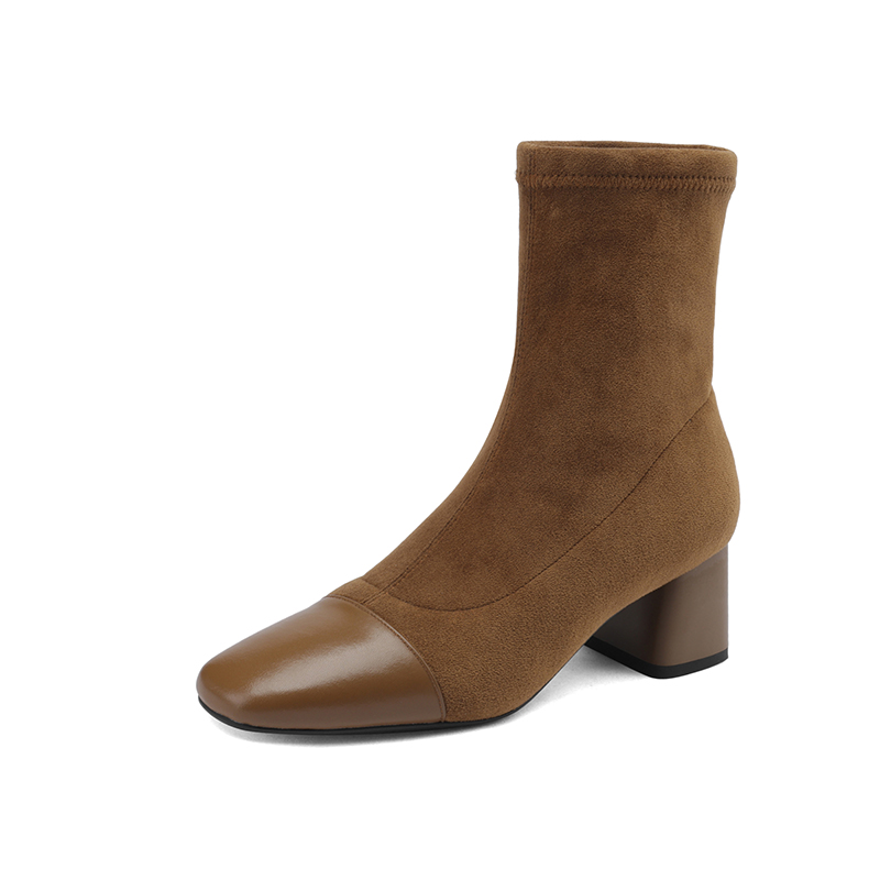 OC886: Giày bốt nữ da lộn mũi nhọn kiểu Pháp Giày bốt Martin