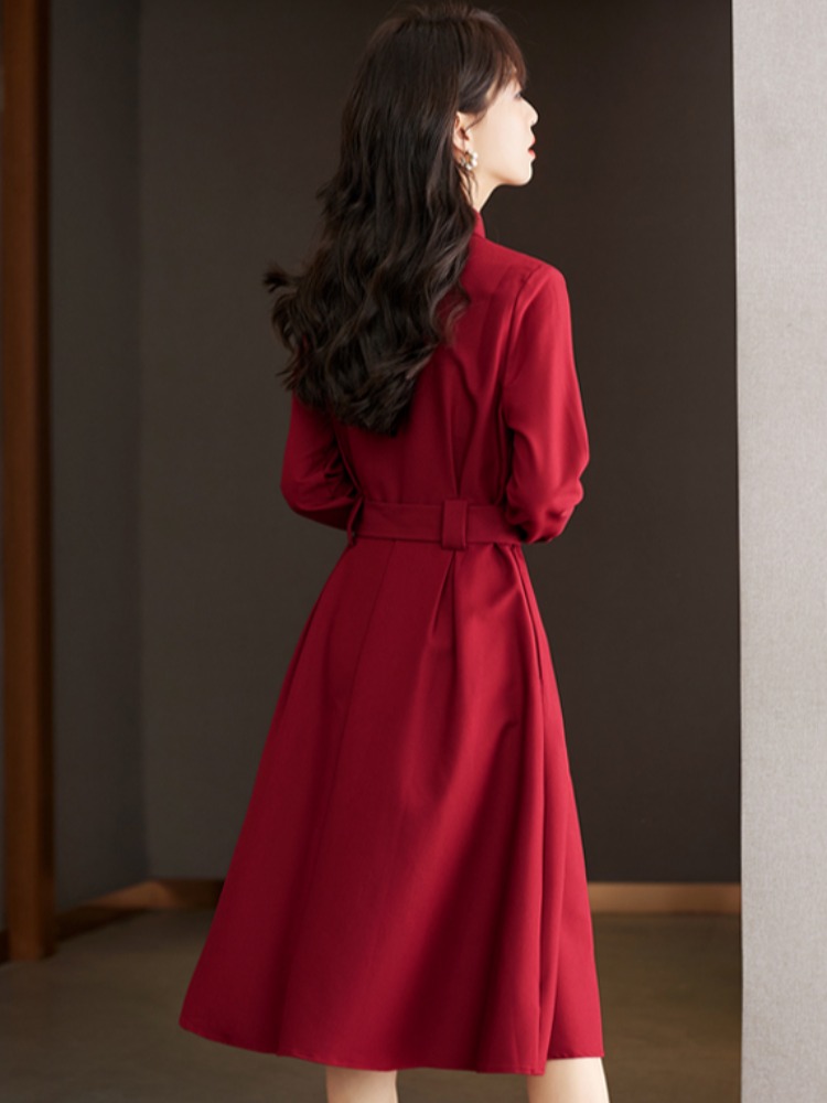 OD044: dress nữ kèm đai màu đỏ sang trọng