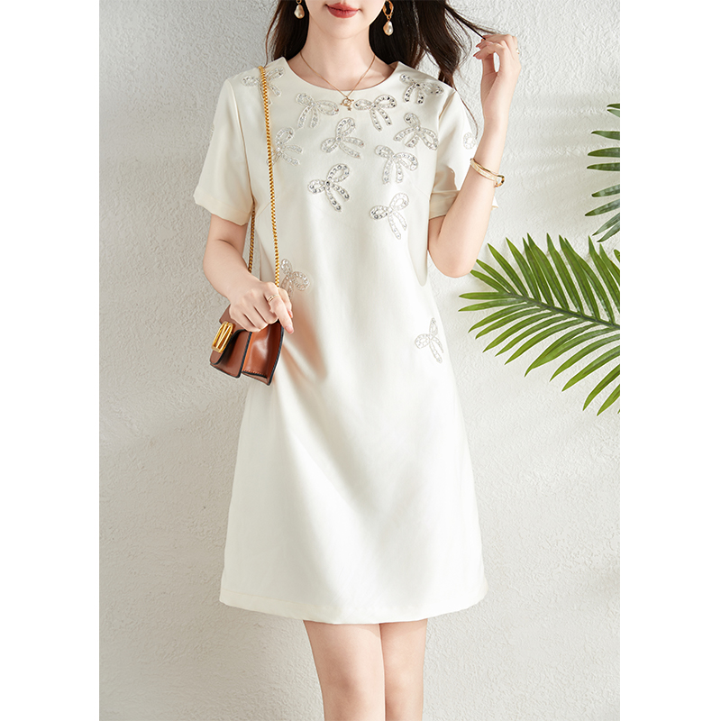 OD499: Váy ngắn tay đính cườm