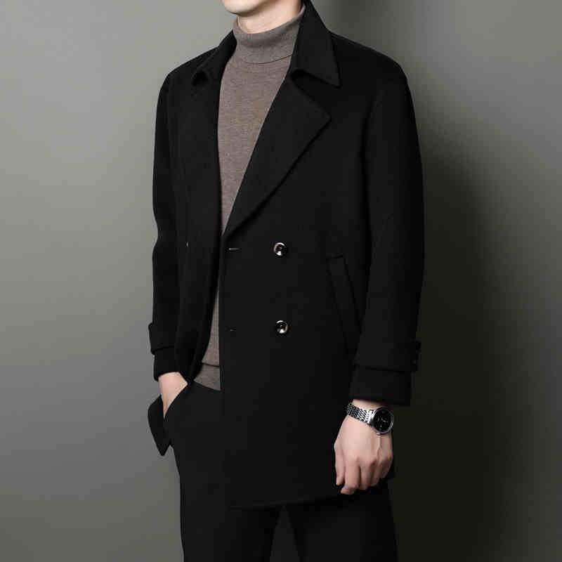 OC348: Áo khoác nam cashmere cao cấp mùa thu đông nam cổ vest dài
