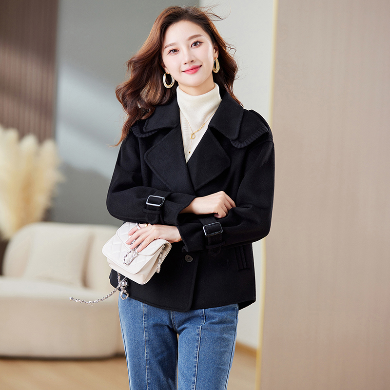 OE923: Áo khoác cashmere ngắn hai mặt cho nữ