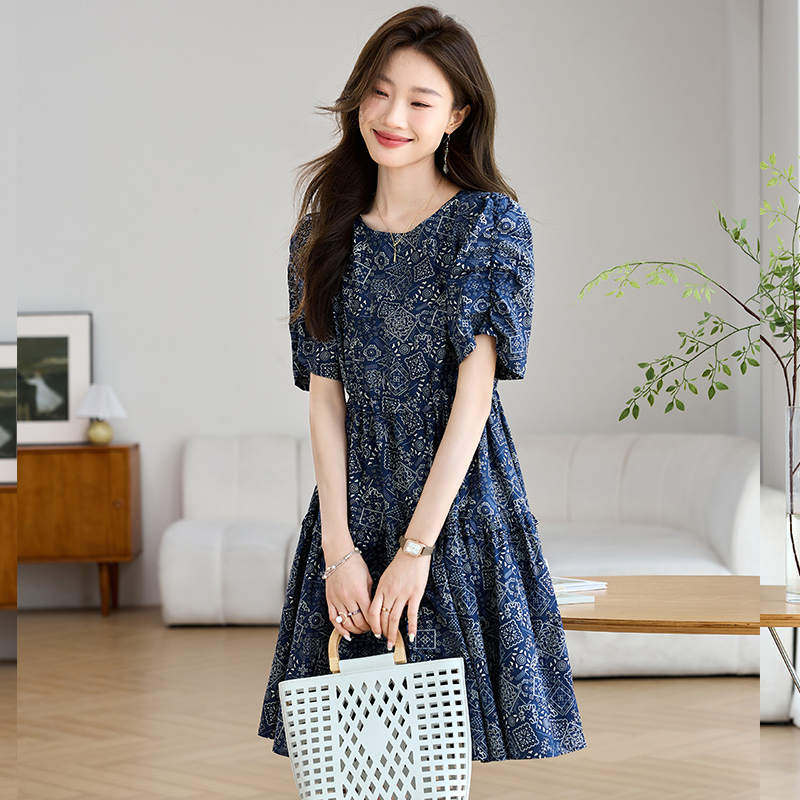 OD758: đầm họa tiết thổ cẩm dáng xòe hàn quốc