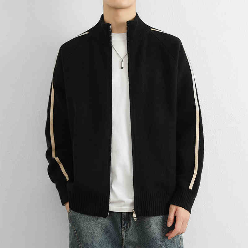 OC395: Áo khoác nam len cardigan cổ áo đứng