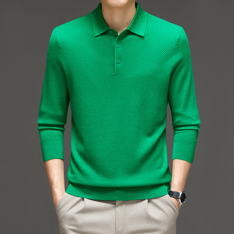 OD351: áo thun len nam cổ polo cao cấp dâu lụa dài tay atn