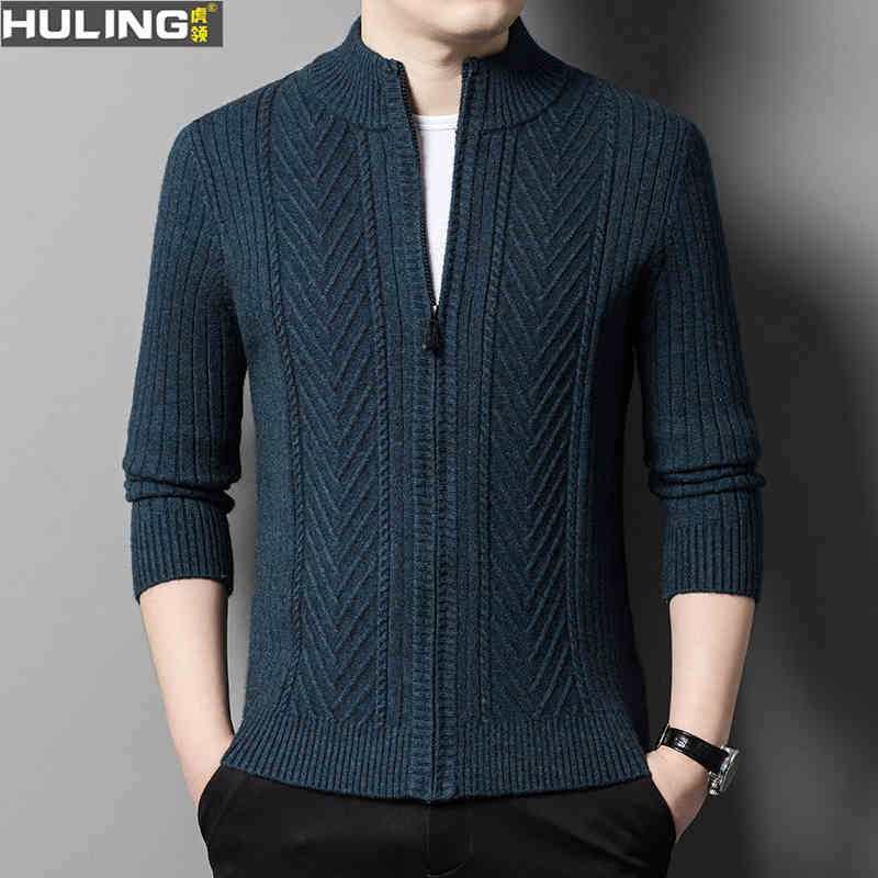 OC319: Áo khoác len cardigan nam khóa kéo cao cấp