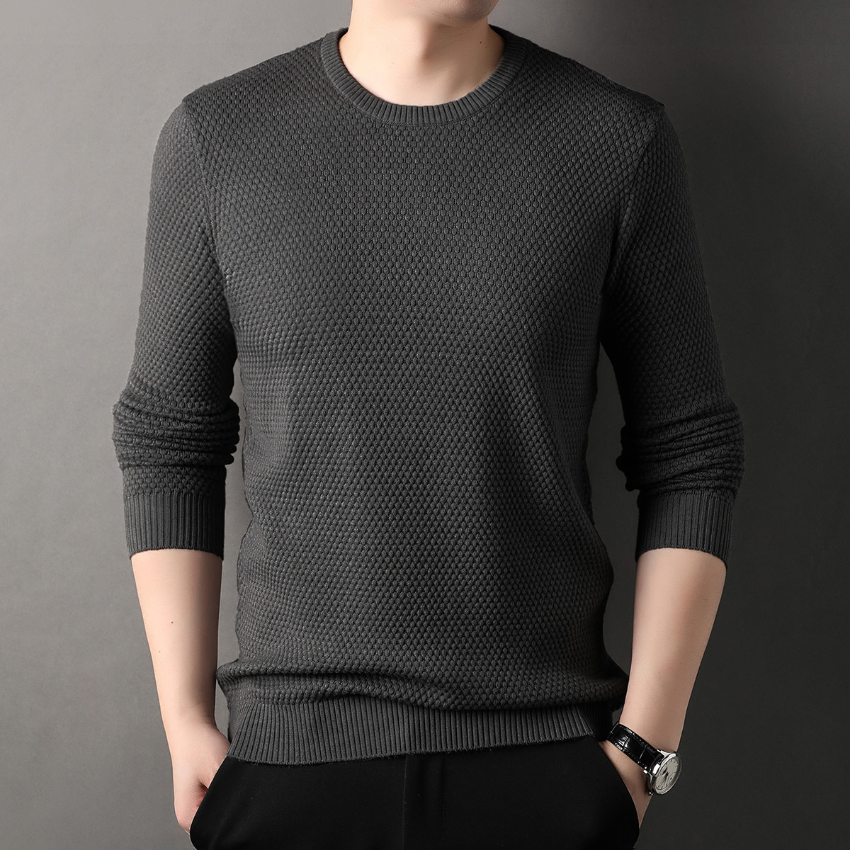 OD320: áo len nam dứa jacquard len dệt kim