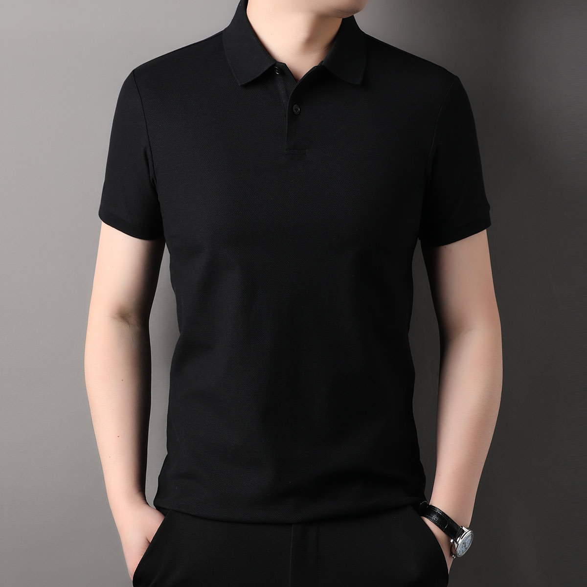 OE237: Áo thun nam cao cấp polo tay ngắn trung niên thoáng khí