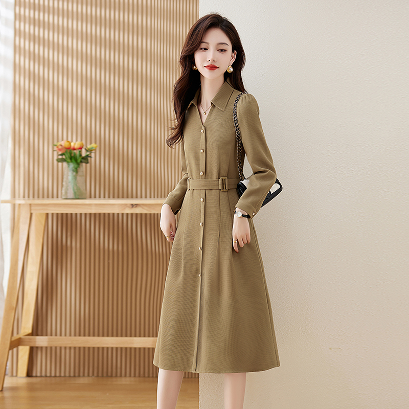 Mã B974: Đầm dài tay cao cấp eo thon dáng sơ mi đẹp kiểu Pháp