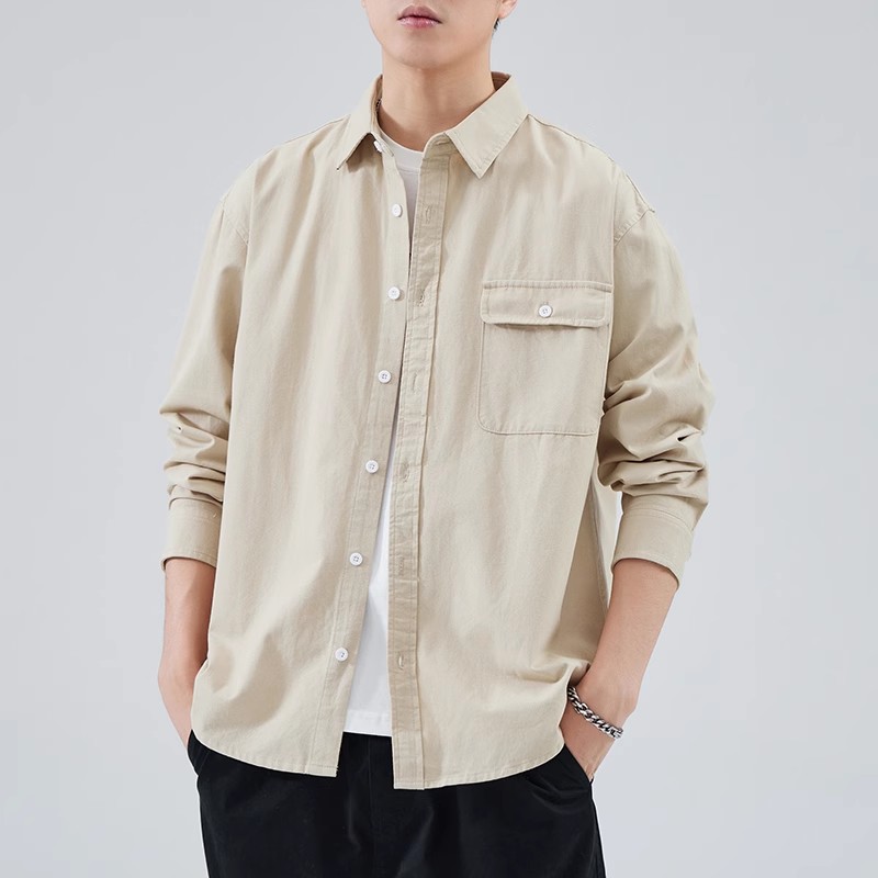 OE657: Áo sơ mi nam cao cấp cotton dài tay màu trơn áo sơ mi công sở