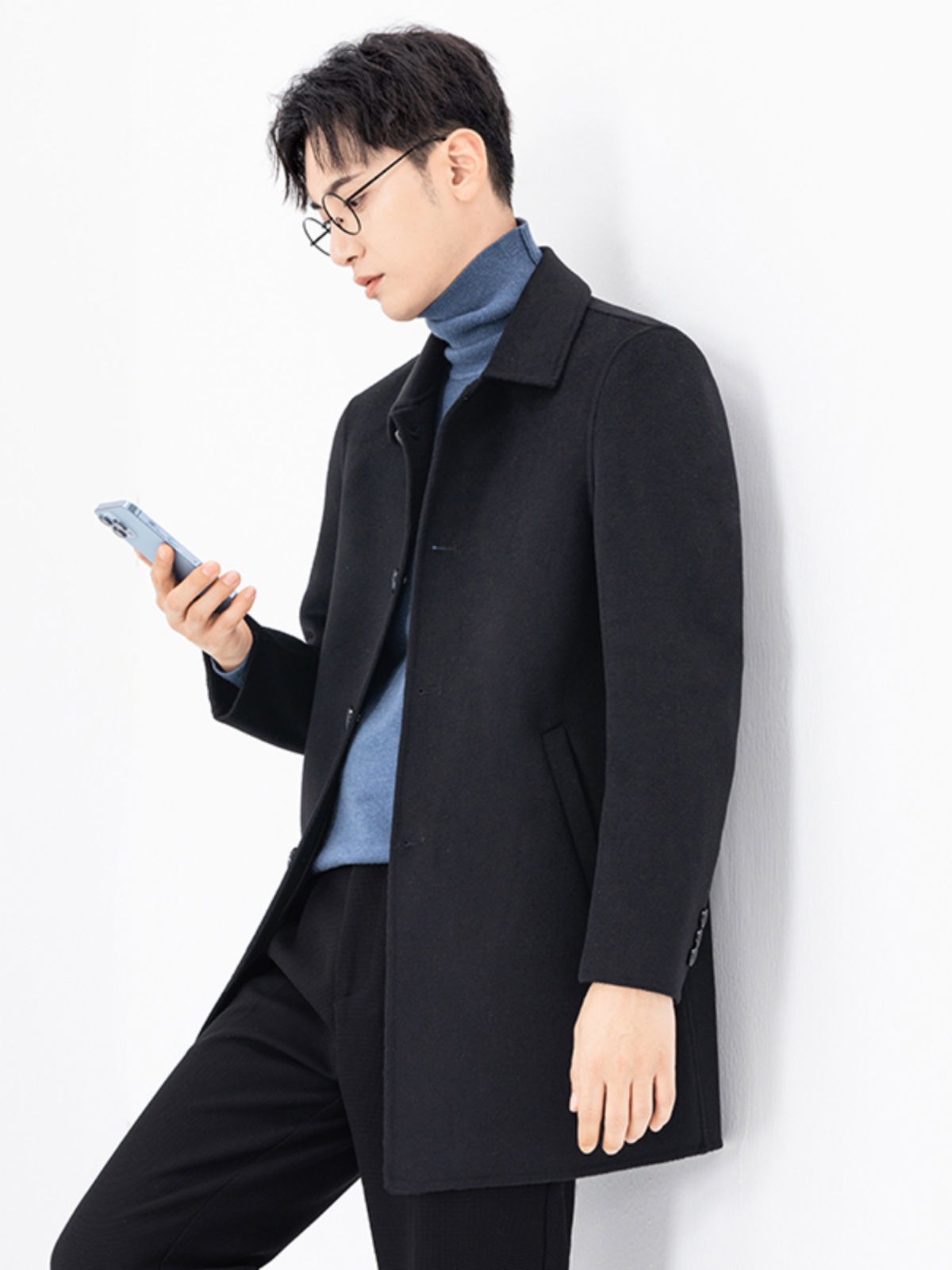 Mã A963: Len hai mặt lót xuống áo khoác cashmere