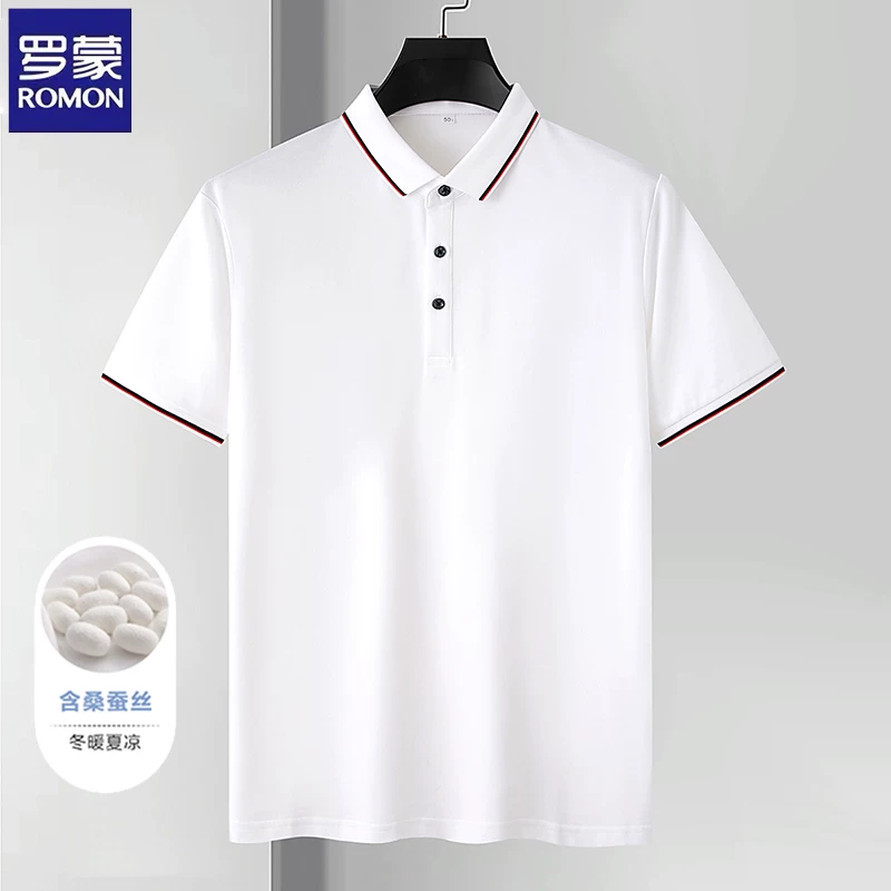 OH003: Áo polo ngắn tay bằng lụa Romon dành cho nam, kiểu dáng công sở