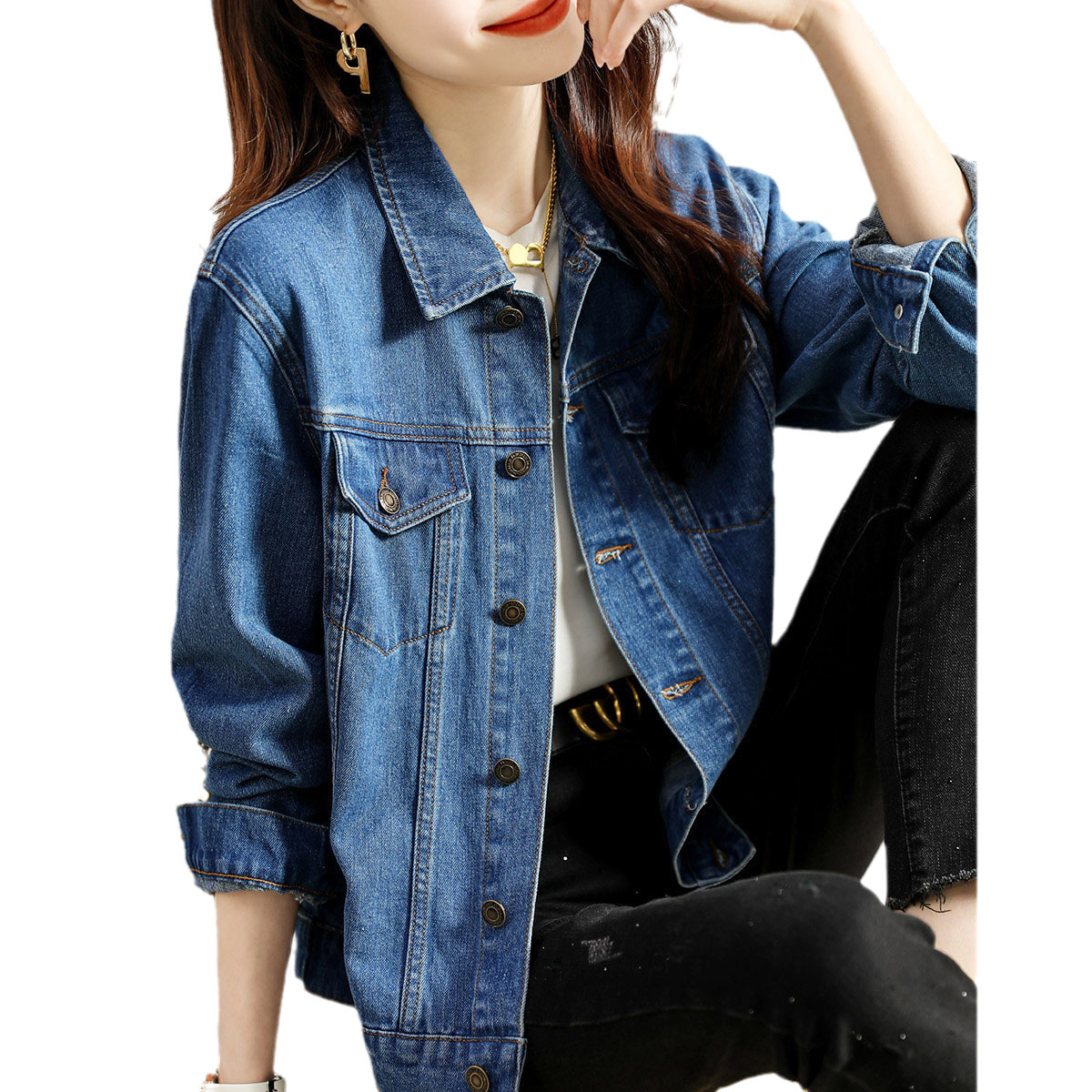OC918: áo khoác denim ngắn thanh lịch cho nữ