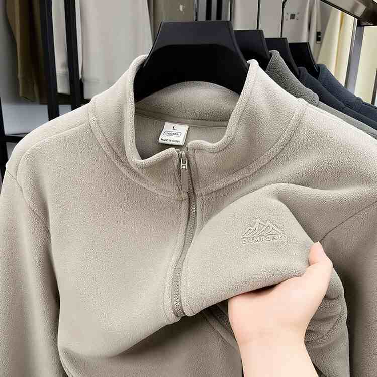 OC609: Áo khoác nỉ nam Romon cổ lửng dài tay màu trơn