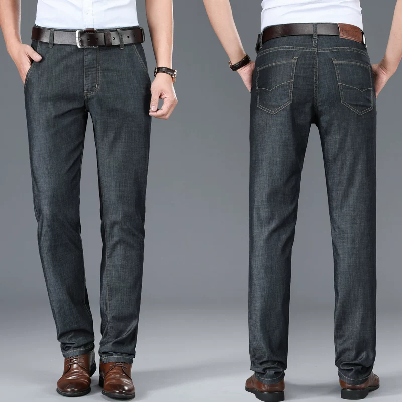 OE951: Quần jeans nam bằng lụa băng, quần ống đứng dáng rộng mỏng thoải mái