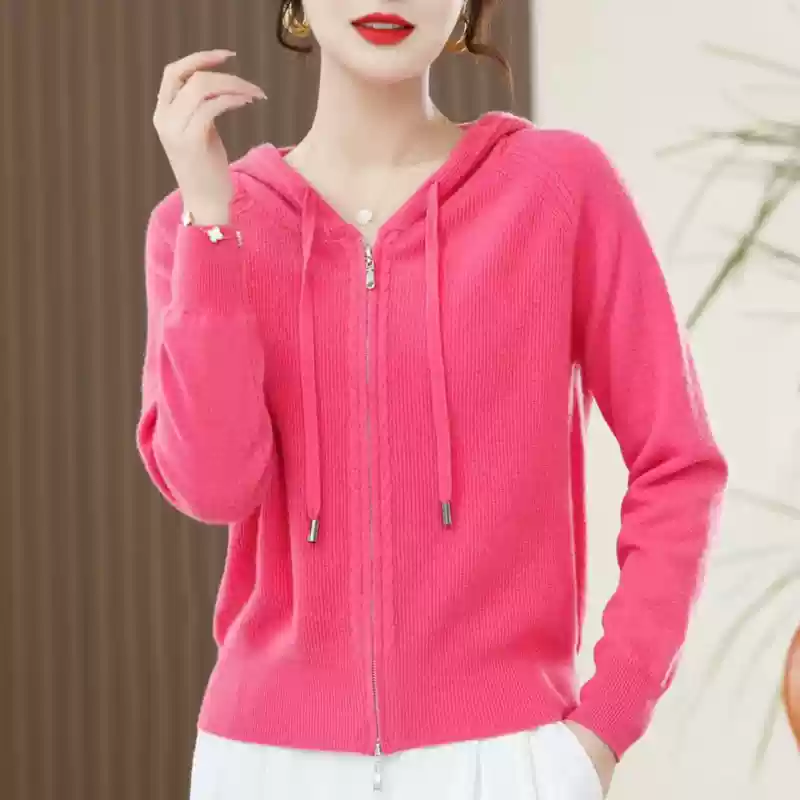 OD1043: Áo khoác nữ ngoài Áo len cashmere có mũ cardigan nữ
