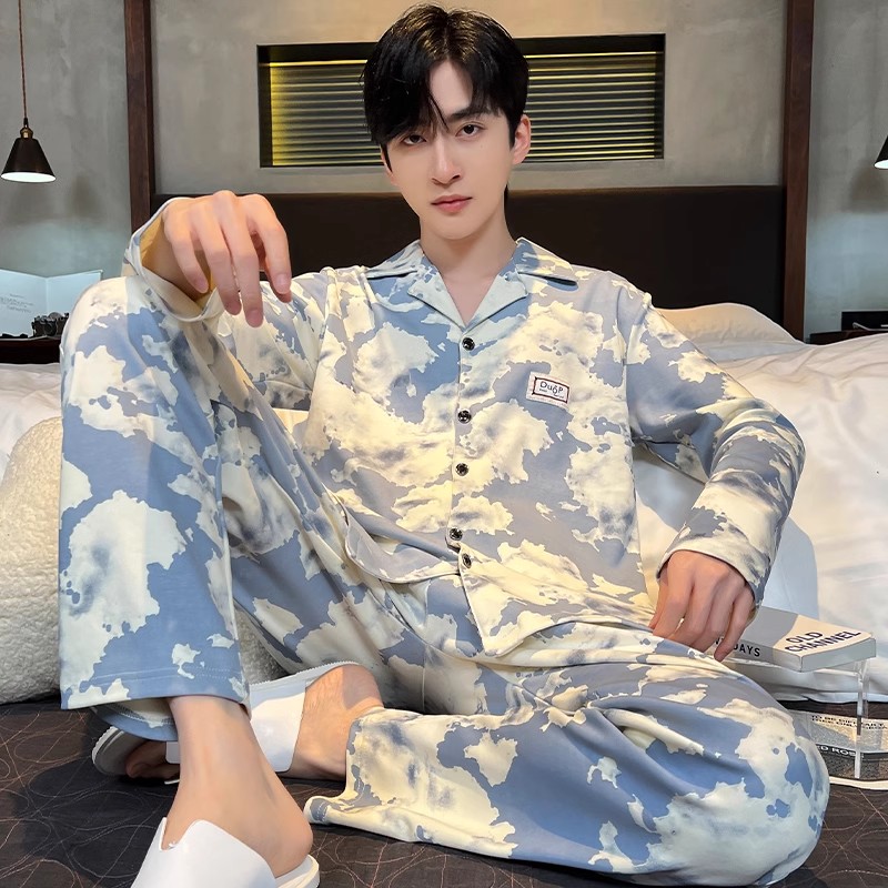 OE483: bộ đồ ngủ nam mặc nhà cotton dài tay quần áo mặc nhà SPNN