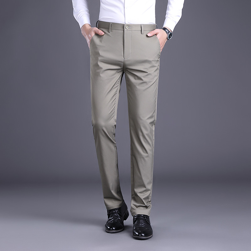 OE671: Quần âu nam cao cấp quần tây công sở thẳng bó vừa vặn quần dài vải lụa lạnh co giãn