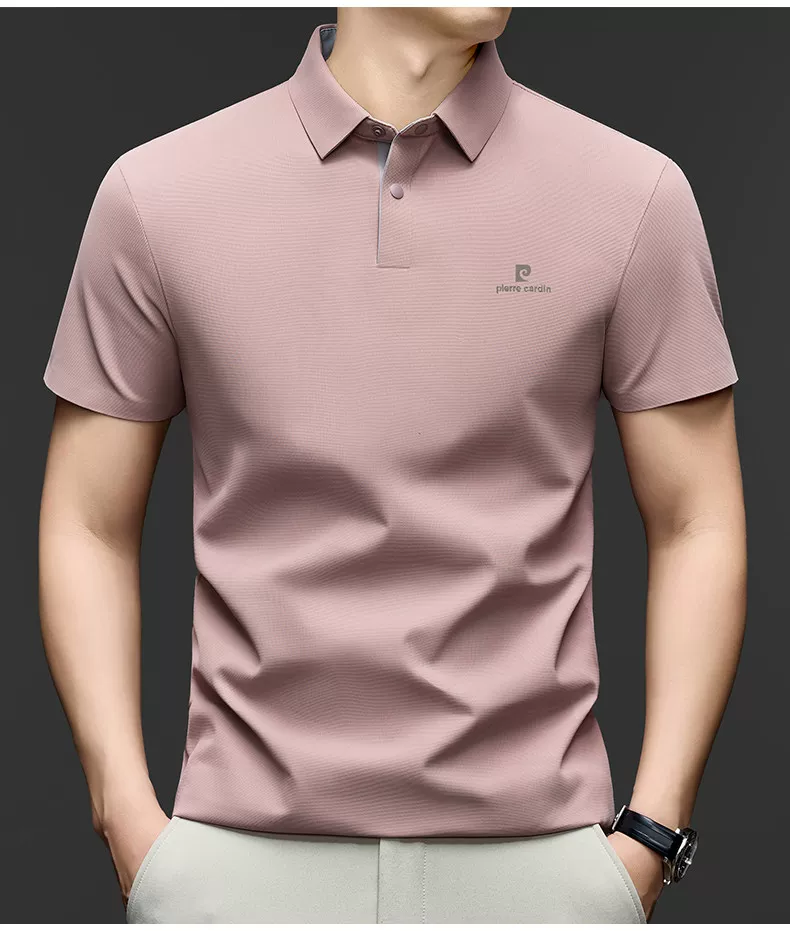 OE968: Áo Polo ngắn tay bằng lụa tơ tằm tơ tằm Pierre Cardin, thoáng khí