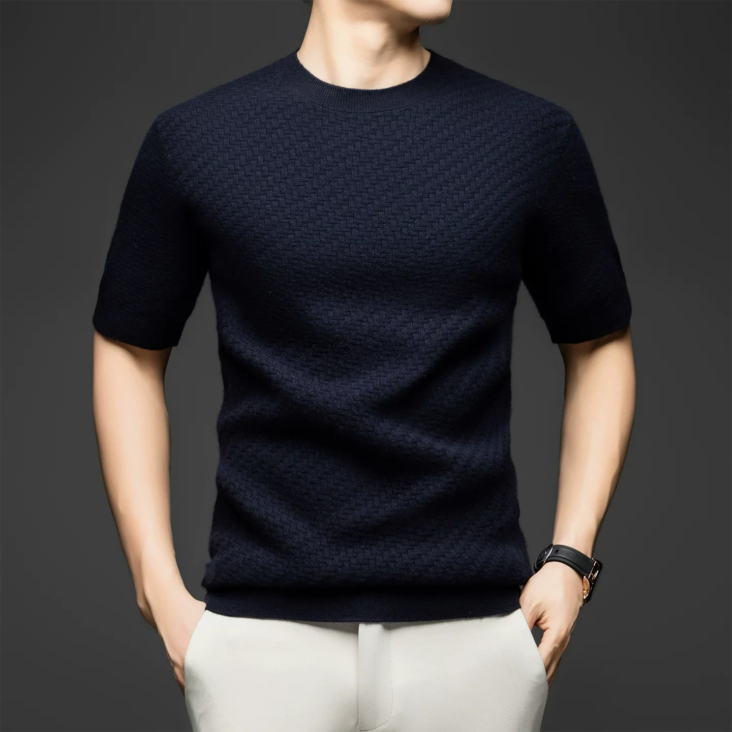 OH188: Áo len cashmere tay ngắn Old Qian dành cho nam