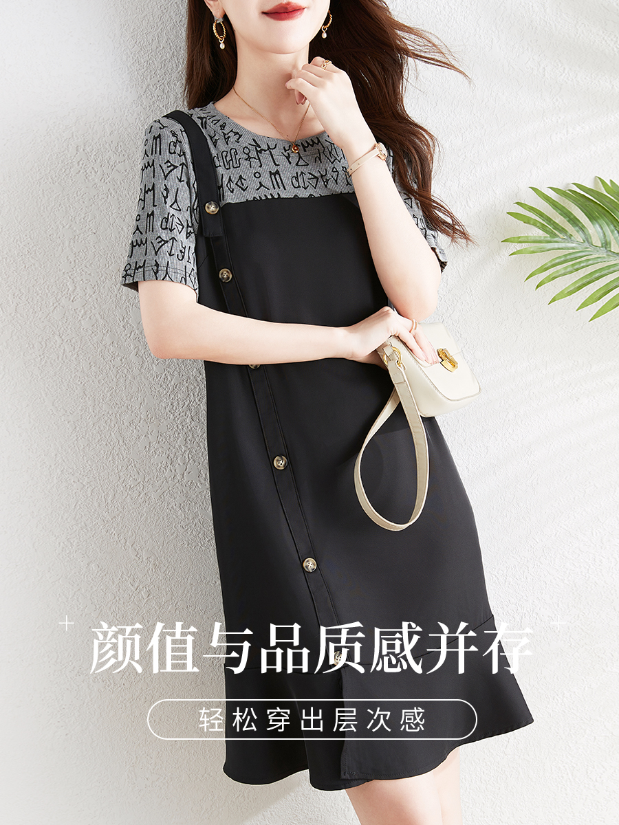 OD135: đầm thun cao cấp phối kiểu