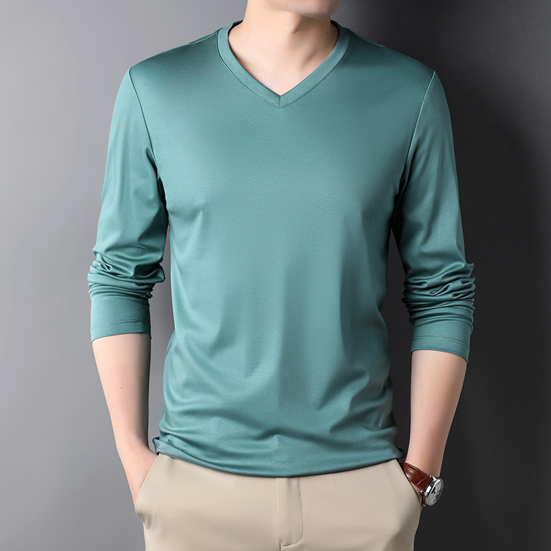 OD310: Áo thun nam tay dài cổ chữ V cotton nguyên chất